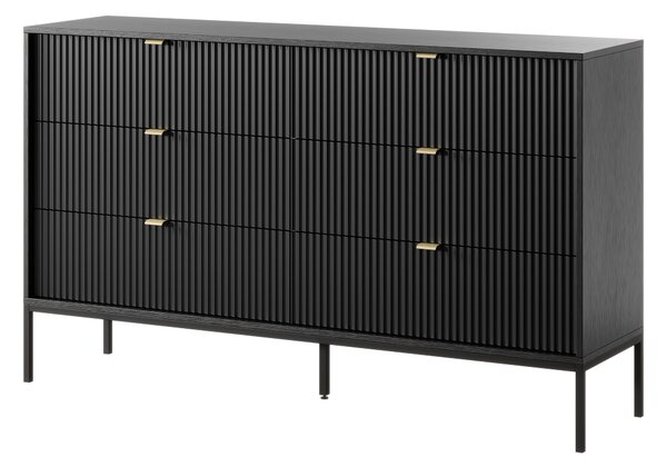 Komoda STELLARE 154 cm do Salonu Sypialni 6 Szuflad Czarny