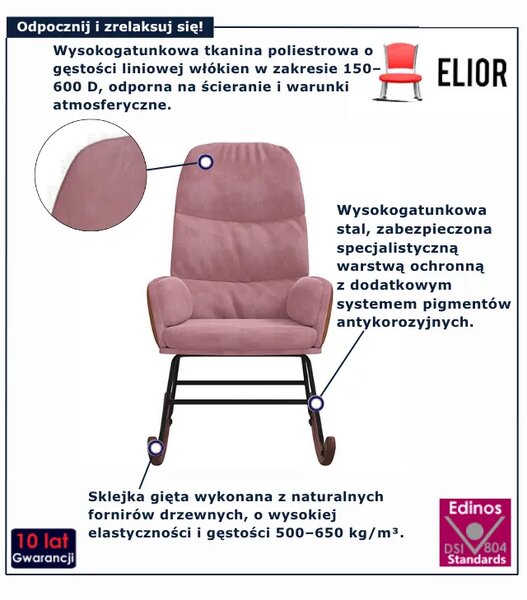 Różowy nowoczesny fotel bujany do salonu M8-E26