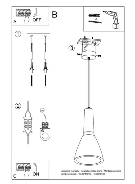 Jasnoszara lampa wisząca z betonowym kloszem ø 17 cm Mattia – Sollux