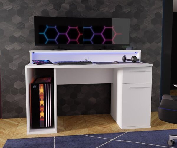 Biurko gamingowe z oświetleniem RGB Ayo 219B3-Z12M białe