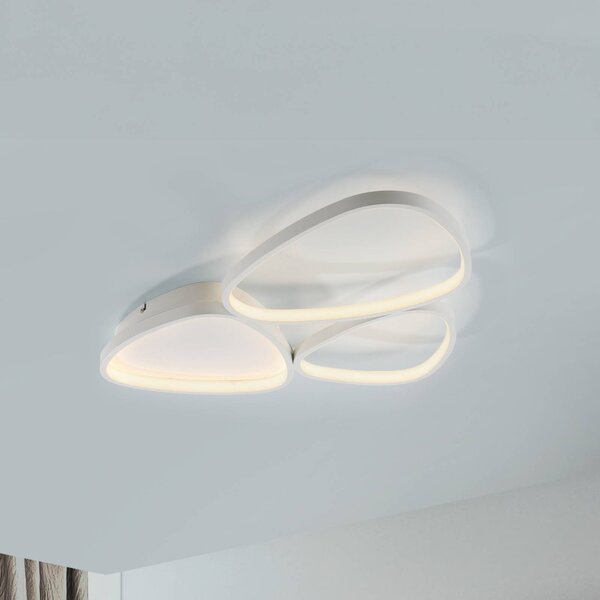 JUST LIGHT. GmbH Lampa sufitowa LED Pebbles, możliwość ściemniania, biały / opal, przedpokój, metal, nowoczesny