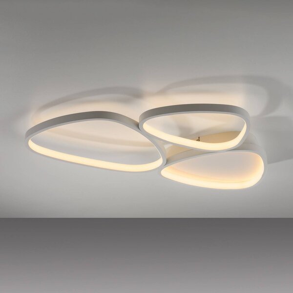 JUST LIGHT. GmbH Lampa sufitowa LED Pebbles, możliwość ściemniania, biały / opal, przedpokój, metal, nowoczesny