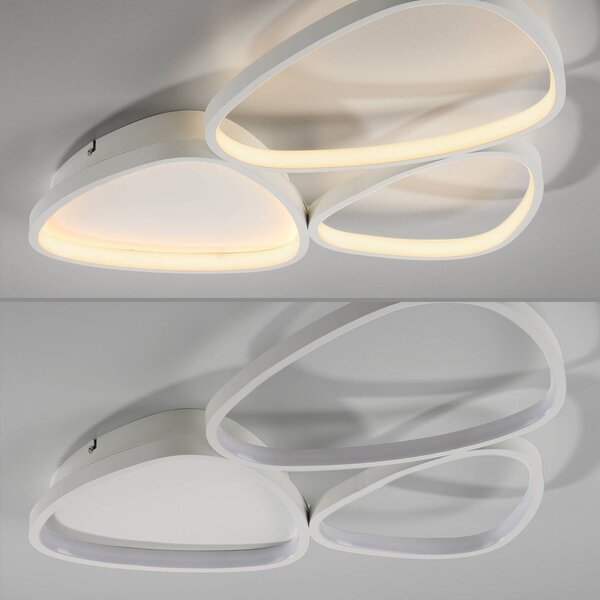 JUST LIGHT. GmbH Lampa sufitowa LED Pebbles, możliwość ściemniania, biały / opal, przedpokój, metal, nowoczesny