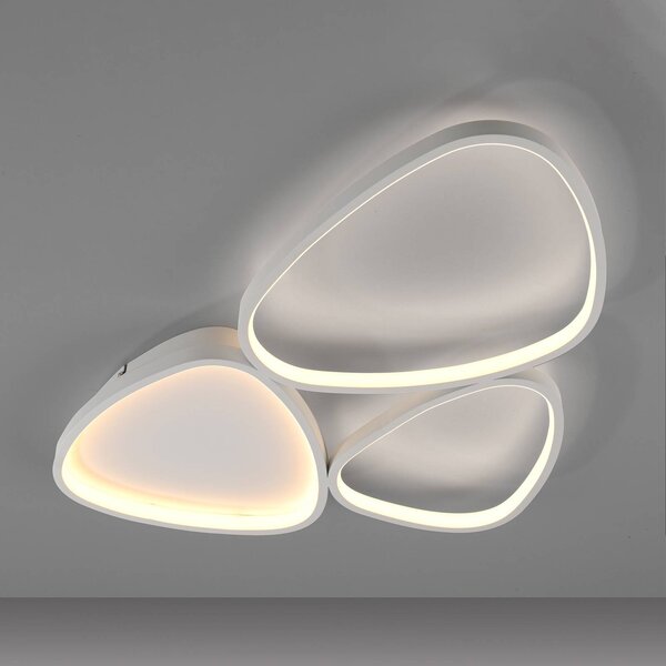 JUST LIGHT. GmbH Lampa sufitowa LED Pebbles, możliwość ściemniania, biały / opal, przedpokój, metal, nowoczesny