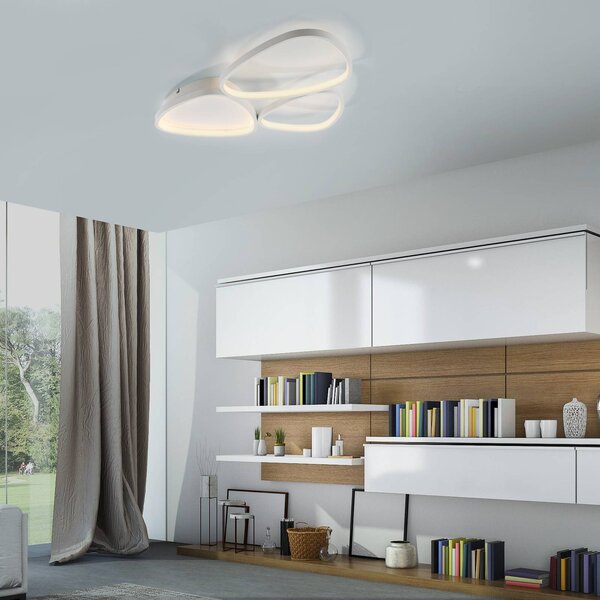JUST LIGHT. GmbH Lampa sufitowa LED Pebbles, możliwość ściemniania, biały / opal, przedpokój, metal, nowoczesny