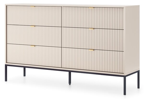 Komoda STELLARE 154 cm do Salonu Sypialni 6 Szuflad Kaszmir