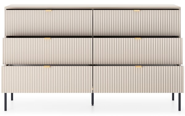 Komoda STELLARE 154 cm do Salonu Sypialni 6 Szuflad Kaszmir