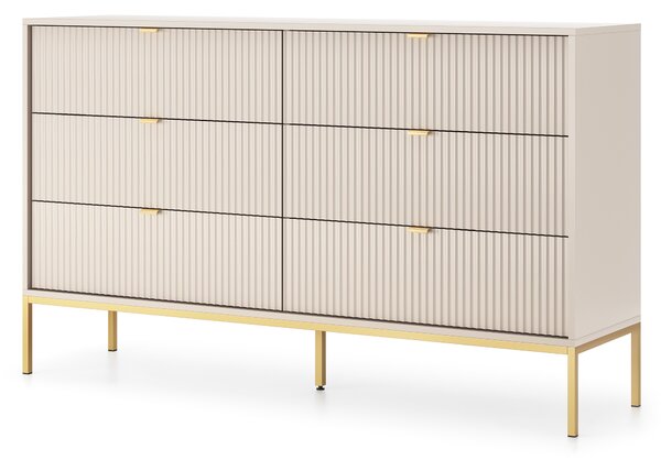 Komoda STELLARE 154 cm do Salonu Sypialni 6 Szuflad Kaszmir