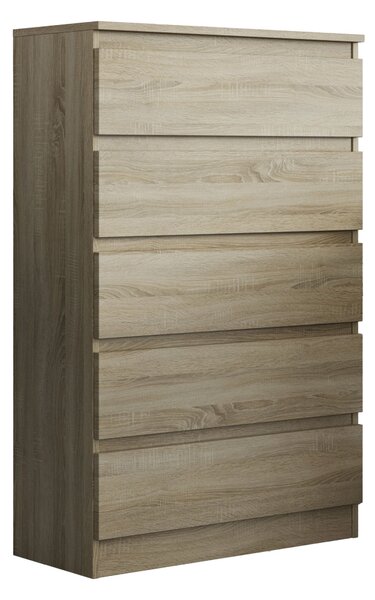Komoda ADRIANO 70 cm do Salonu Sypialni 5 Szuflad Dąb sonoma