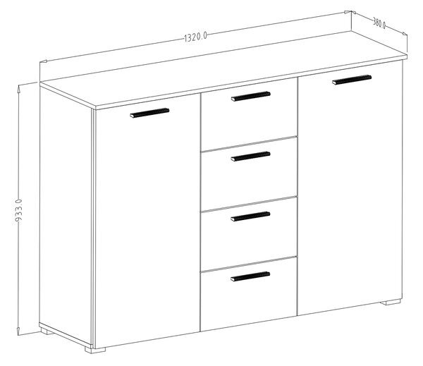 Komoda COSMICO 132 cm do Salonu Sypialni Odcienie brązu
