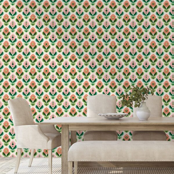 Tapeta retro kwiatowy wzór w pastelowych tonach