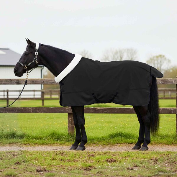 Koc dla Koni Czarny 135 cm Polarowy fleece