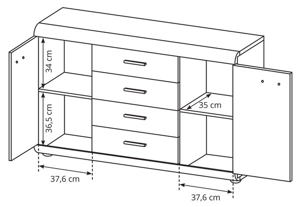 Komoda LEGAME 140 cm do Salonu Sypialni Dąb sonoma