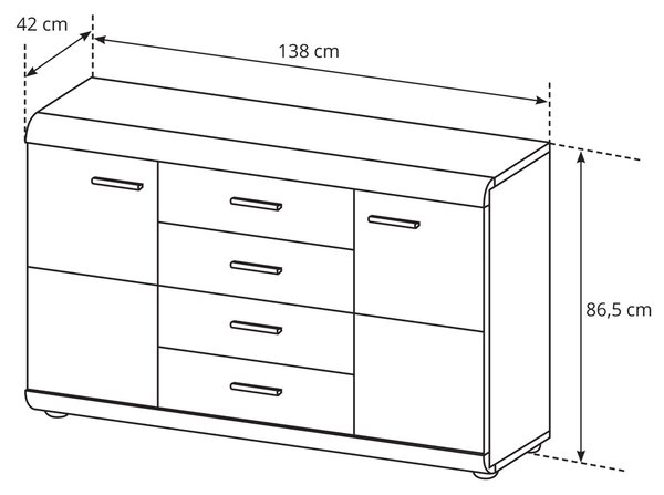 Komoda LEGAME 140 cm do Salonu Sypialni Dąb sonoma