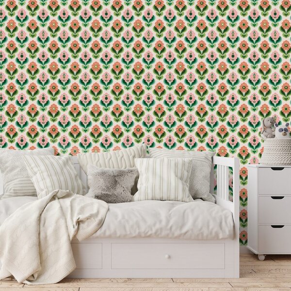 Tapeta retro kwiatowy wzór w pastelowych tonach