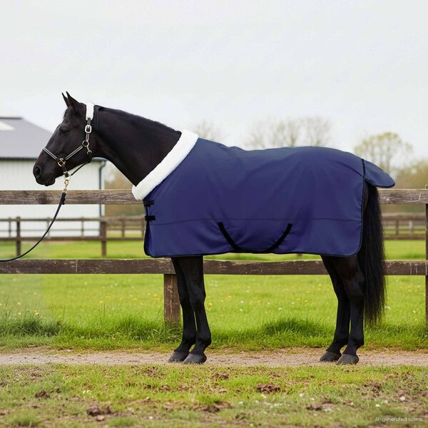Koc dla Koni Granatowy 125 cm Polarowy fleece