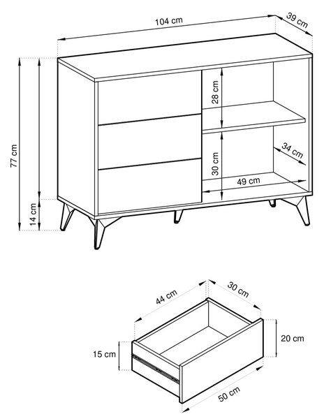 Komoda DIAMANTE 104 cm do Salonu Sypialni Czarny