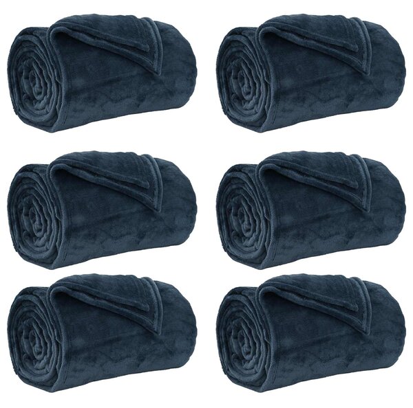 Koce narzutowe 6 pcs Granatowy 130 x 150 cm Polar