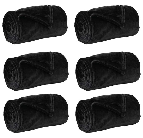 Koce narzutowe 6 pcs Czarny 130 x 150 cm Polar