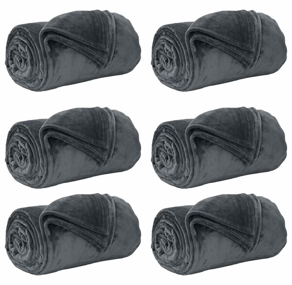Koce narzutowe 6 pcs Ciemnoszary 130 x 150 cm Polar