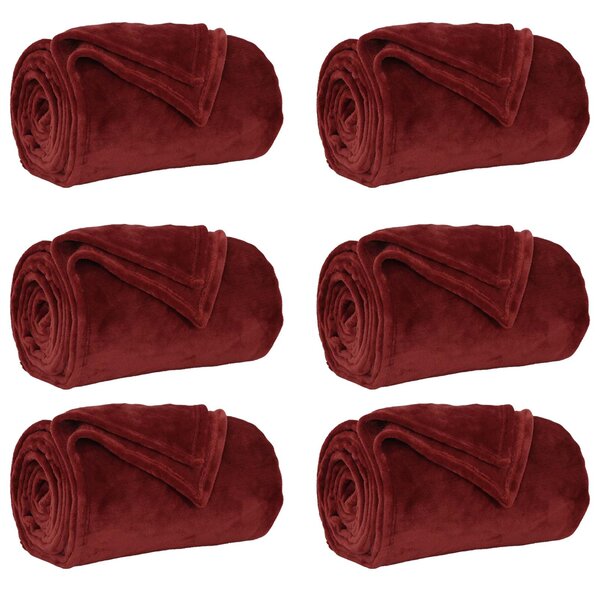 Koce narzutowe 6 szt. Bordeaux Czerwony 130 x 150 cm 3.04 Polar