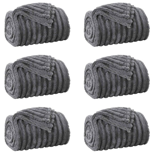 Koce narzutowe 6 pcs Ciemnoszary 150 x 130 cm Polar