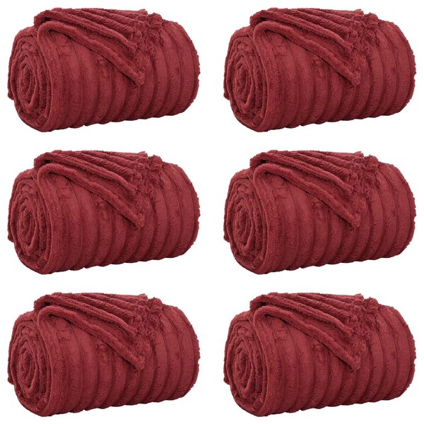 Koce narzutowe 6 pcs Bordeaux Czerwony 150 x 130 cm Polar