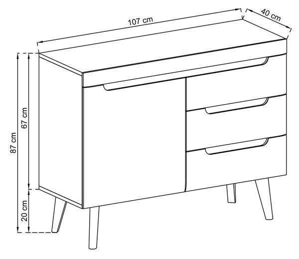 Komoda NORDICO 107 cm do Salonu Sypialni Dąb artisan