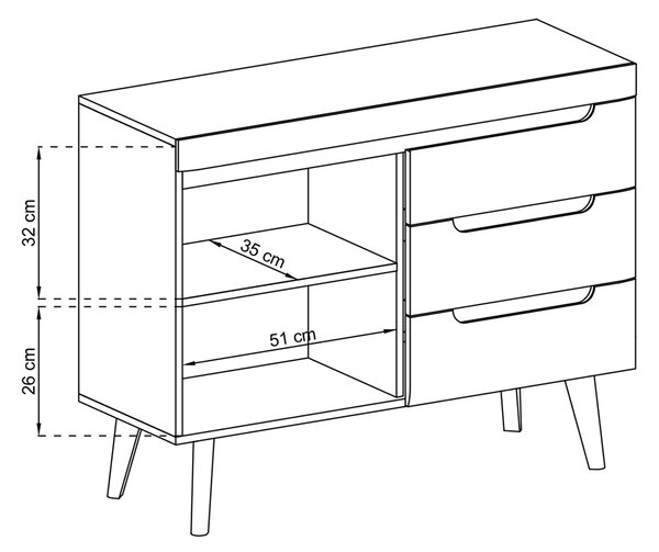 Komoda NORDICO 107 cm do Salonu Sypialni Dąb artisan