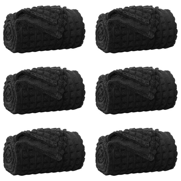 Koce narzutowe 6 pcs Czarny 270 x 240 cm Polar