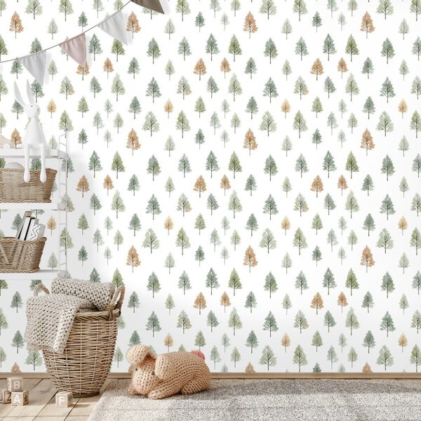 Tapeta pastelowe leśne drzewa