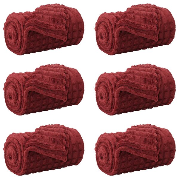 Koce narzutowe 6 szt. Bordeaux Czerwony 150 x 130 cm 2.75 Polar