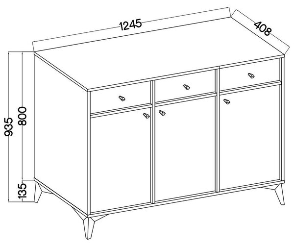 Komoda TORINO 125 cm do Salonu Sypialni Grafit