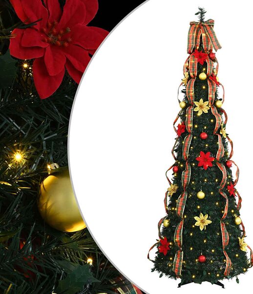Sztuczna choinka z 150 diodami LED Zielony 185 cm PVC
