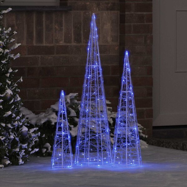 Choinka z 90 diodami LED 3 pcs Niebieski 20 x 20 x 80 cm Akryl
