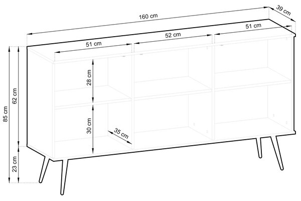 Komoda VENEZIA 160 cm do Salonu Sypialni Czarny