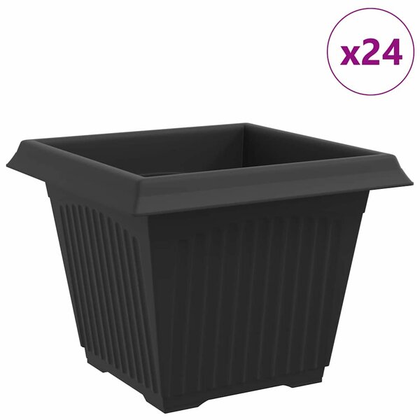 Kwadratowa doniczka na kwiaty 24 szt. Czarny