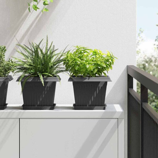 Doniczki 24 pcs Czarny 23 x 23 x 17,5 cm Z tworzywa sztucznego
