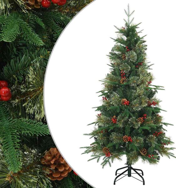 Sztuczna choinka z zawiasami Zielony 120 cm PVC, PE i Stal