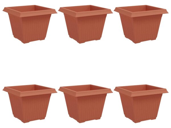 Kwadratowa doniczka na kwiaty 6 pcs Czerwony ceglasty