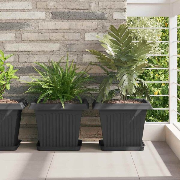 Doniczki 24 pcs Czarny 33 x 33 x 26 cm Z tworzywa sztucznego