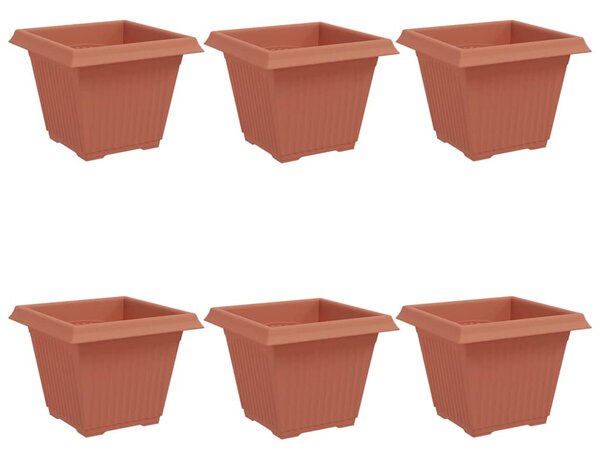 Kwadratowa doniczka na kwiaty 6 pcs Czerwony ceglasty