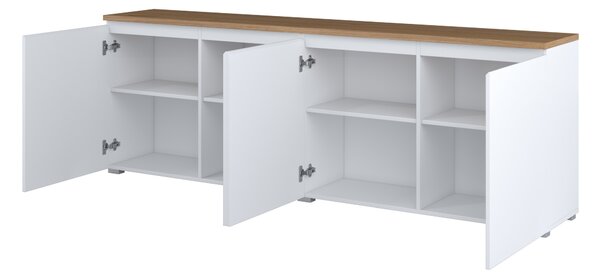 Komoda ORVO 199,9 cm do Salonu Sypialni Biały-dąb mauvella