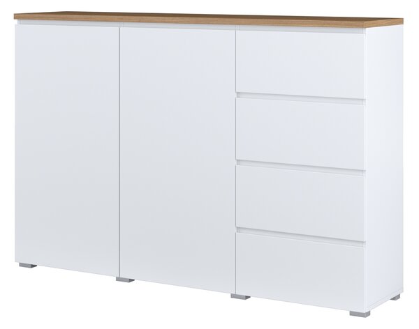 Komoda ORVO 150 cm do Salonu Sypialni Biały-dąb mauvella