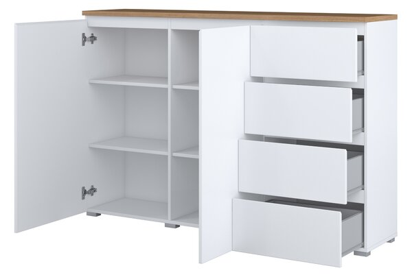 Komoda ORVO 150 cm do Salonu Sypialni Biały-dąb mauvella