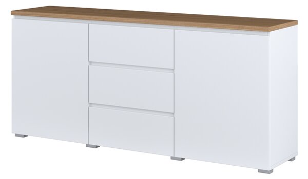 Komoda ORVO 150 cm do Salonu Sypialni Biały-dąb mauvella