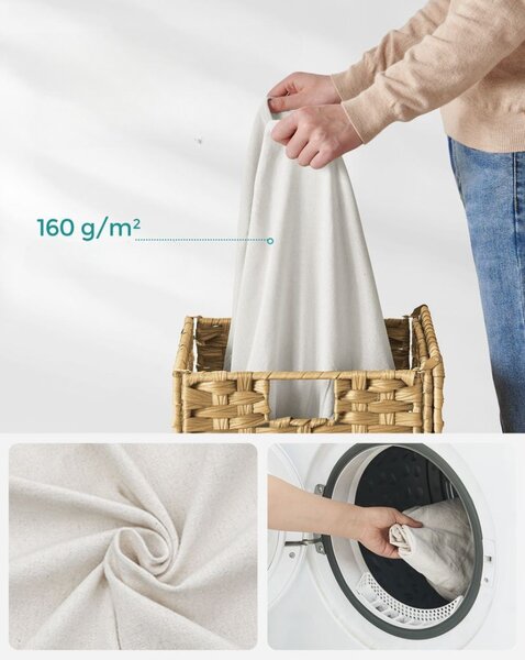 Kosz na bieliznę z syntetycznego rattanu AVA, 90l, naturalny brąz SongmicsHome