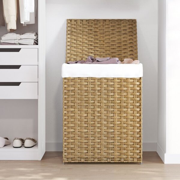 Kosz na bieliznę z syntetycznego rattanu AVA, 90l, naturalny brąz SongmicsHome