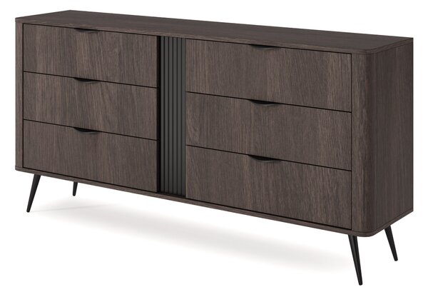 Komoda NOBILE 163,2 cm do Salonu Sypialni 6 Szuflad Dąb