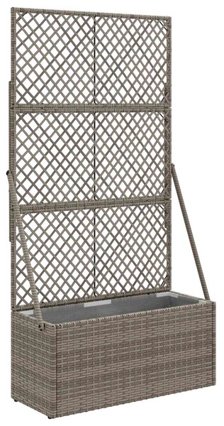 Donica ogrodowa z trellem Szary 70 x 30 x 135 cm polirattan